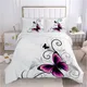 Parure de lit papillon violet housse de couette taie d'oreiller linge de lit Queen King Full