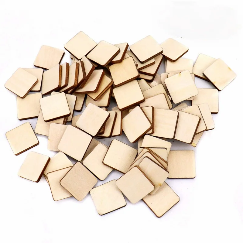 Carrés en bois vierges non finis, découpes carrées en bois, projet d'artisanat d'art de bricolage, 20mm, 0.78 po, 50 pièces