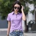 New Short Sleeve Ladies T-Shirt Ladies Half Sleeve Summer Casual Top Lapel Slim Shirt Collar Women