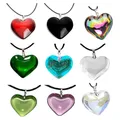Modeschmuck Herz Halskette Glas Charm Herz Anhänger Halsketten Schlüsselbein Kette für Freundin Paar