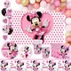 Fournitures de ixà Thème Disney Minnie Mouse Assiettes en Papier Gobelets Nappe Décoration de