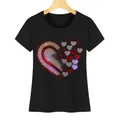 T-shirt à manches courtes pour femmes T-shirt de loisirs grande taille diamant flash amour