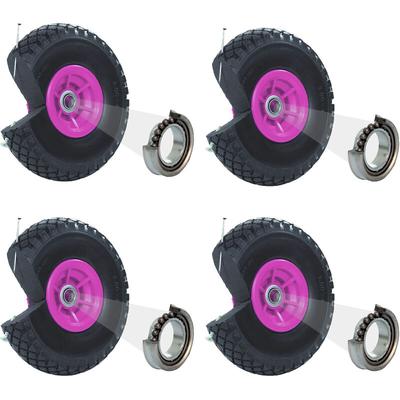 4x Sackkarrenrad Vollgummi 260x85 mm 3.00-4 60 mm Nabenlänge pu Bollerwagenrad Nabenversatz pink Image