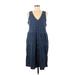 Sonoma Goods for Life Casual Dress - A-Line V Neck Sleeveless: Blue Dresses - Women's Size Medium