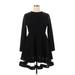 Shein Casual Dress - Mini High Neck Long Sleeve: Black Print Dresses - Women's Size 1X