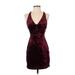 Lush Casual Dress - Party: Burgundy Brocade Dresses - Women's Size Small