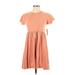 ABound Casual Dress - A-Line Crew Neck Short sleeves: Orange Print Dresses - New - Women's Size Small