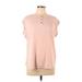 New York & Company Sleeveless Henley Shirt: Pink Print Tops - Women's Size Large