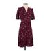 Old Navy Casual Dress - Shirtdress: Burgundy Floral Motif Dresses - Women's Size Small