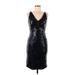 Night Way Collections Cocktail Dress - Party V-Neck Sleeveless: Black Solid Dresses - Women's Size 8