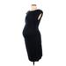 Boob - Maternity Casual Dress - Party High Neck Short sleeves: Black Solid Dresses - New - Women's Size Medium