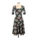 Lularoe Casual Dress - Fit & Flare: Teal Jacquard Dresses - Women's Size Small