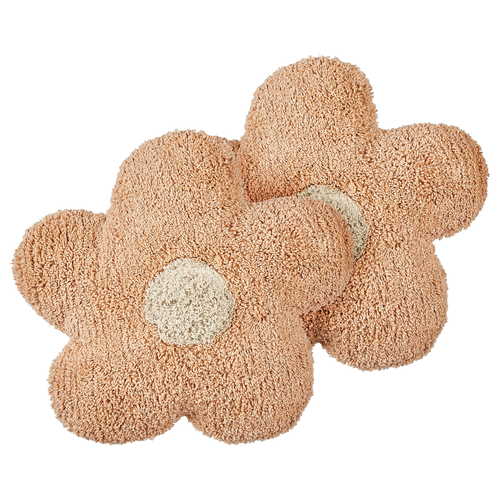 Dekokissen 2er Set aus Baumwolle Pfirsichrosa Blumenform 30 x 30 cm für Kinderzimmer Wohnaccessoires Dekoration für Kinder