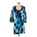 Trina Turk Casual Dress - Mini Scoop Neck 3/4 sleeves: Blue Dresses - Women's Size 2