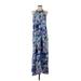 Yumi Kim Casual Dress - A-Line Halter Sleeveless: Blue Floral Dresses - Women's Size Small