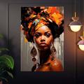 Handmade Oil Painting Canvas Wall Art Decoration Figure Portrait African Beautiful Girl Abstract for Home Decor Rolled Frameless Unstretched Painting