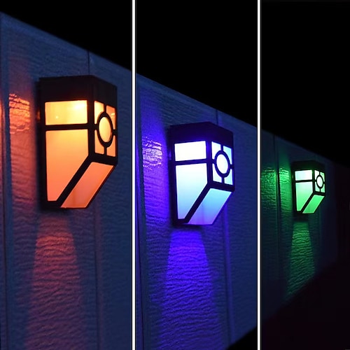 LED Außenwandleuchte Solarlampen 2 Stück 1 Stück 3 W Außenwandleuchten LED-Solarleuchten Solarbetrieben Warmweiß Weiß Mehrfarbig 1.2 V Außenbeleuchtung Hof Garten 2 LED-Perlen Weihnachten Halloween Image