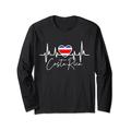 Costa-Rica-Herzschlag-EKG-Impuls-Souvenir mit der Flagge von Costa Rica Langarmshirt