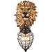 Lion Head Wall Sconce Gold Modern Crystal Wall Sconce Lion Head Wall Light Luxury Wall Light Fixtures for Living Room Bedroom Hallway Entryway (A)