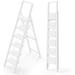 6 Step Ladder Lightweight Folding ladders with Wide Pedals Slim Stepladder for Narrow Spaces Tall Ladder for High Ceilings with Handrails Kitchen Aluminum Ladder 300lbs - White