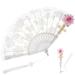 Lace Folding Fan for Tea Party Dancing Handheld Fans Fanb Chinese Plastic Bride White