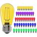 DIQIN S14 2W Colored LED Bulbs 100 Pack Outdoor String Lights Replacement RGB Bulbs Red/Green/Blue/Yellow/Purple Multicolor Bulbs with E26 Screw Base Shatterproof LED Edison Light Bulbs