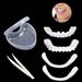 1Set Dentures Veneers Tooth Dental Care Kits for Anti Molar Orthodontic Cosmetic Teeth Smile Snap Tooth.(White 1Top+ 1Bottom+2Adhesives+1Tweezers+1Heart-Shaped Storage Boxï¼‰