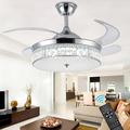 42 Invisible Ceiling Fan with Light Modern Ceiling Fan Light with Remote Control 4 Retractable ABS Blades for Bedroom Living Dining Room Decoration