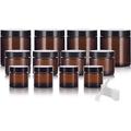 12 Piece Amber Glass Straight Sided Jar Multi Size Set : Includes 4 -1 Oz 4 -2 Oz And 4 -4 Oz Amber Glass Jars With Black Lids + Spatulas For Aromatherapy Essential Oils Travel And Home