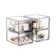FBOTML 4 Pack Striped NG01 Stackable Makeup Organizer Clear Organizers Storage Drawer Organizer Cosmetics Case and Beauty Organizer for Vanity Kitchen Cabinets Pantry Organization and Storage
