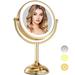 8.5 Large Gold Lighted NG01 Makeup Mirror 1X/10X HD Magnifying Vanity Mirror with 3 Color 60 Premium LED Lights 360Â°Swivel 2-Sided Adjustable Brightness Cosmetic Mirror Retro Shining Mirror