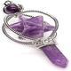 Beads Silver Crystal Quartz Merkaba Symbol Dowsing Healing Scepter Pendulum Pendant(purple Amethysts)