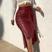Herrnalise Fashion Women High Waist Casual Ladies Solid Button Mini Fit Leather Skirts