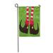 LADDKE Red Santa Merry Christmas Cartoon Elf Legs on Green Garden Flag Decorative Flag House Banner 12x18 inch