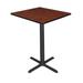 Cain 30 Square Cafe Table with Steel X Base and Hidden Adjustable Glides - Cherry