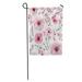 LADDKE Green Pattern Watercolor Pink Flowers and Berries Small Little Floral Garden Flag Decorative Flag House Banner 12x18 inch