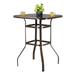 Outdoor Bar Table 31.5 Patio Bistro Table Square Height Tempered Glass Bar Table with Metal Frame Small Balcony Table for Garden Backyard Deck Poolside JA2120