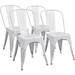 U-SHARE Metal Dining Chair Indoor Outdoor Use Stackable Chic Side Classic Trattoria Metal Chairs Set of 4 for Kitchen Dining Room Bistro and Cafe (Distressed White)