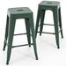 xrboomlife Vogue Direct 24 High Stools Backless Green Metal Barstools Indoor-Outdoor Counter Height Stools with Square Seat - VF1571020