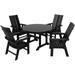 WestinTrends Ashore 7 Pieces Adirondack Outdoor Dining Set All Weather Poly Lumber Slatted Modern Farmhouse Outdoor Furniture Set 71 Trestle Dining Table and 6 Adirondack Dining Ch