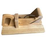 Clearance !!! Beppter 1X Wooden Sausage Cut Sausage-Slicer With Stainless Steel Made Of Rubber Tree Wood