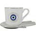 Wicca Occult Evil Eye Of Providence With Hamsa Chirology Palmistry Hand Palm Coffee Mug Tea Cup With Saucer Set Drinkware Set Wicca Fantasy Drinkware (White)