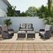 Rilyson 6PC Patio Furniture Set - Rattan Wicker Outdoor Sectional Conversation Sets with 2 Swivel Rocking Chairs 2 Ottomans 1 Loveseat and 1 Coffee Table for Porch Deck Garden(Brown/Beige