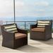 4PCS Patio Furniture Set with Rattan Chair Table Wicker Loveseat Sofa Bistro Sets for Garden Pool Backyard
