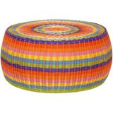 xrboomlife Outdoor Patio Round Wicker Ottoman Colorful Small Rainbow Footstool Rounded Shape Circular Living Room Indoor Bohemian Strong Sturdy Low Height Metal Resin