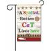 YCHII Garden Flag a Spoiled Rotten Cat Lives Here Cute Kitty Paw Fish Wooden Home Decor Banner for Outside Print Both Sides