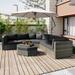 Keva 6 Pc Outdoor Rattan Wicker Half-Moon Sectional Sofa Set - Gray