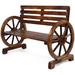 41 Wood Garden Bench Patio Rustic Fir Wood Wagon Wheel Bench Outdoor Wooden Bench for Outdoors Wooden Loveseat