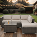 Highsound 4 Piece Patio Furniture Sets Patio Conversation Sets Wicker Patio Furniture with Coffee Table Rattan Outdoor Furniture Patio Sofa Deck Furniture Beige