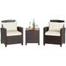 YFbiubiulife 3 Pieces Wicker Patio Set Outdoor Wicker Chairs Conversation Set Small Patio for Apartment Balcony Bistro Gray